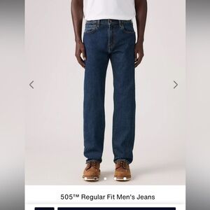 Levi's Men's 505 Straight Fit Dark Blue Jeans